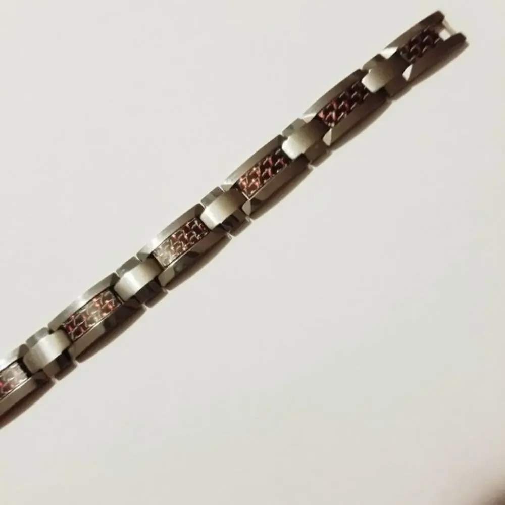 NEW Tungsten‎ carbide bracelet with red inlay